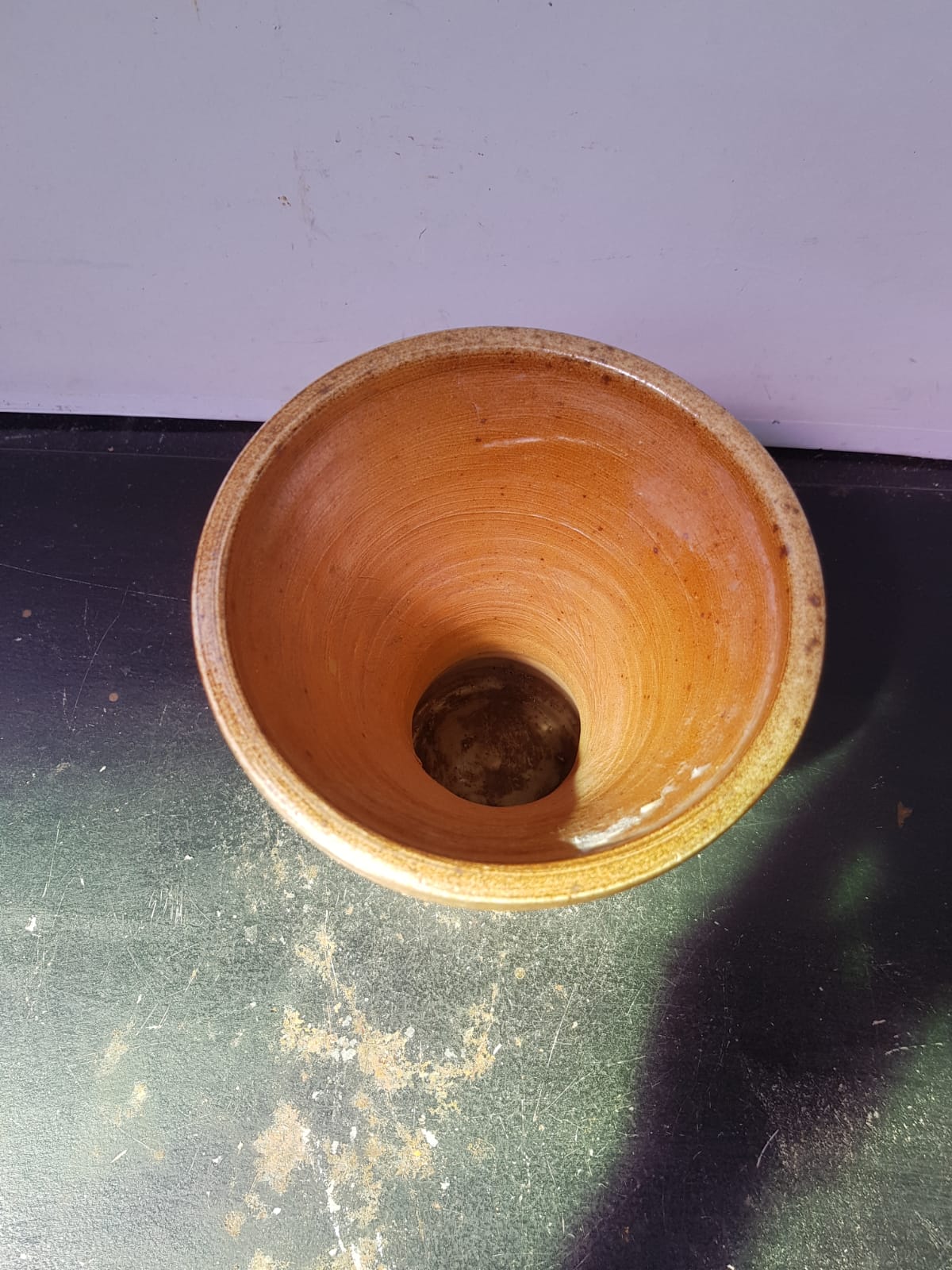 Old vase sandstone décor chisled beige brown 70s vintage