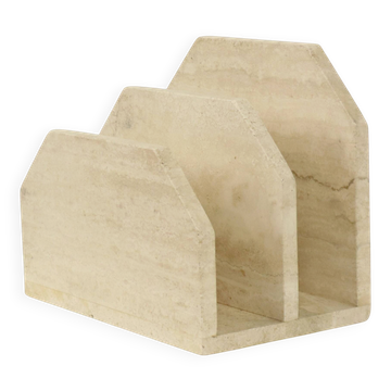 Vintage Travertine Natural Stone Magazine Rack – 1970s