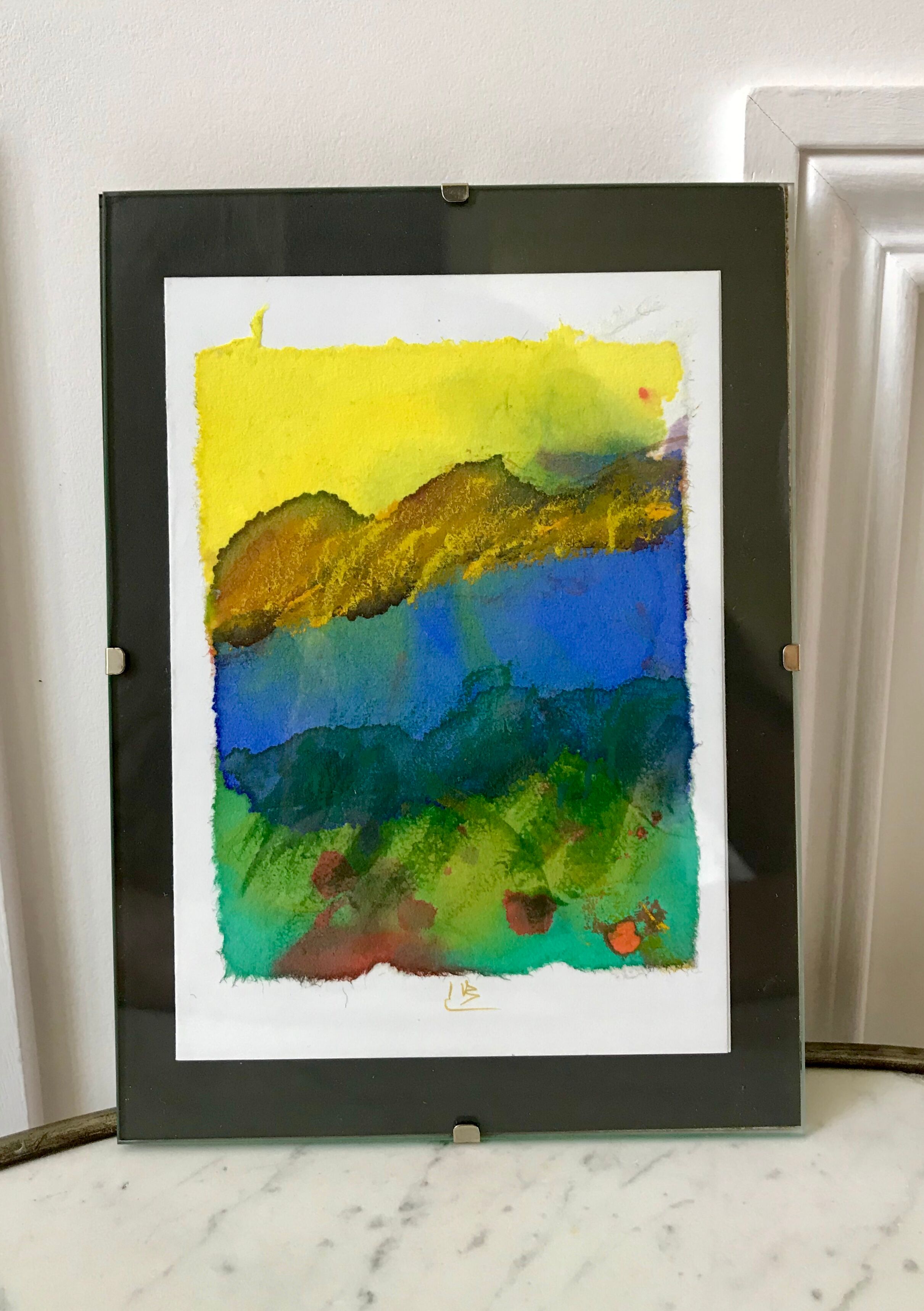 Landscape watercolor signed vintage coaster