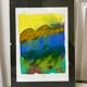 Aquarelle paysage signée sous-verre vintage