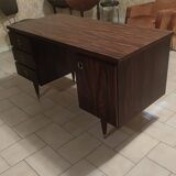 Coffered desk circa 1970 in 4-sided Rio rosewood