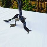 60s Wrought Iron Table Lamp with Upholstered Shade