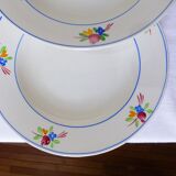Set of 4 soup plates from the Gien factory, Nice model, in porcelain