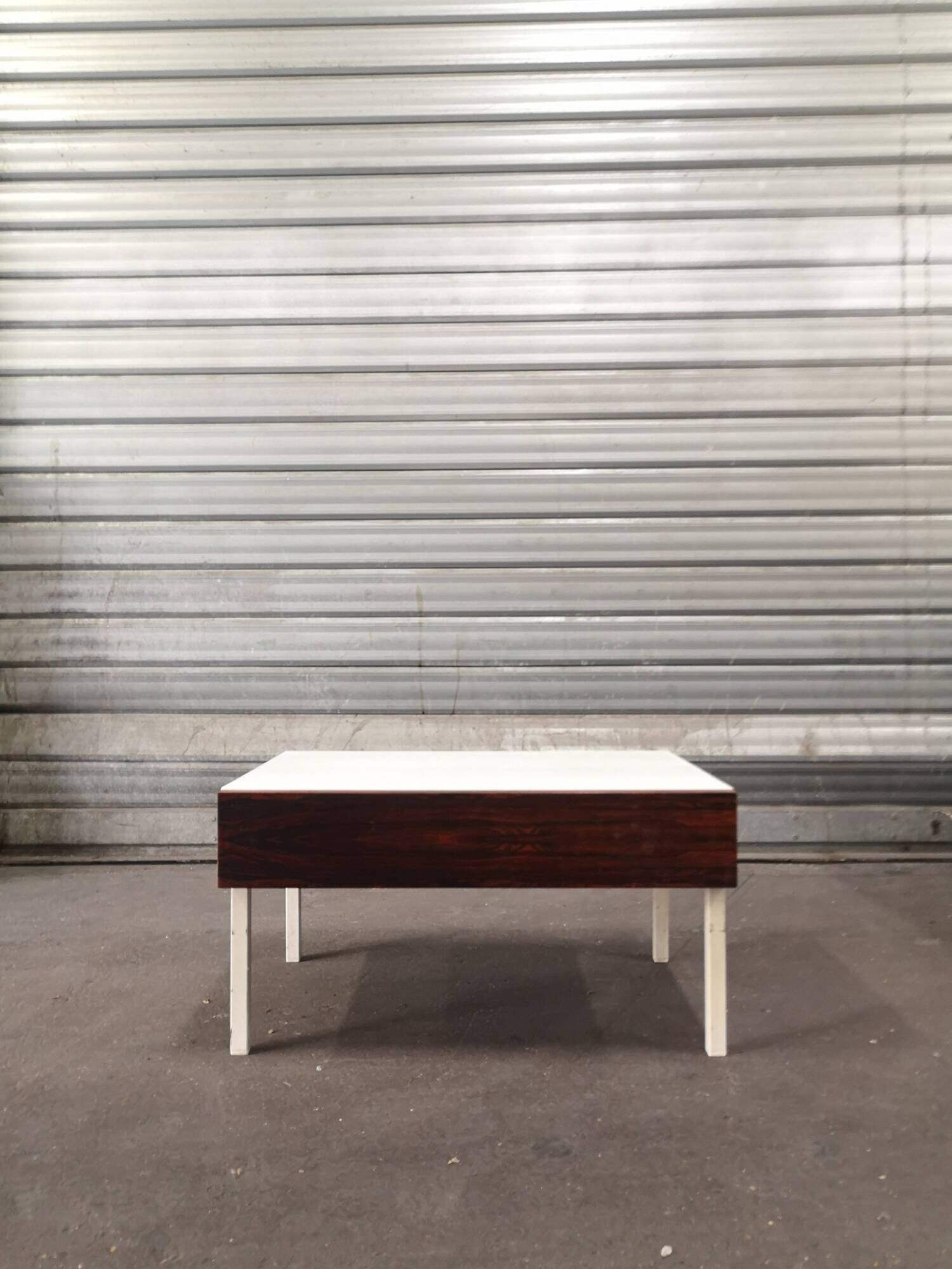 Scandinavian bedside table for Interlubke in rosewood and white melamine, design Germany 1970