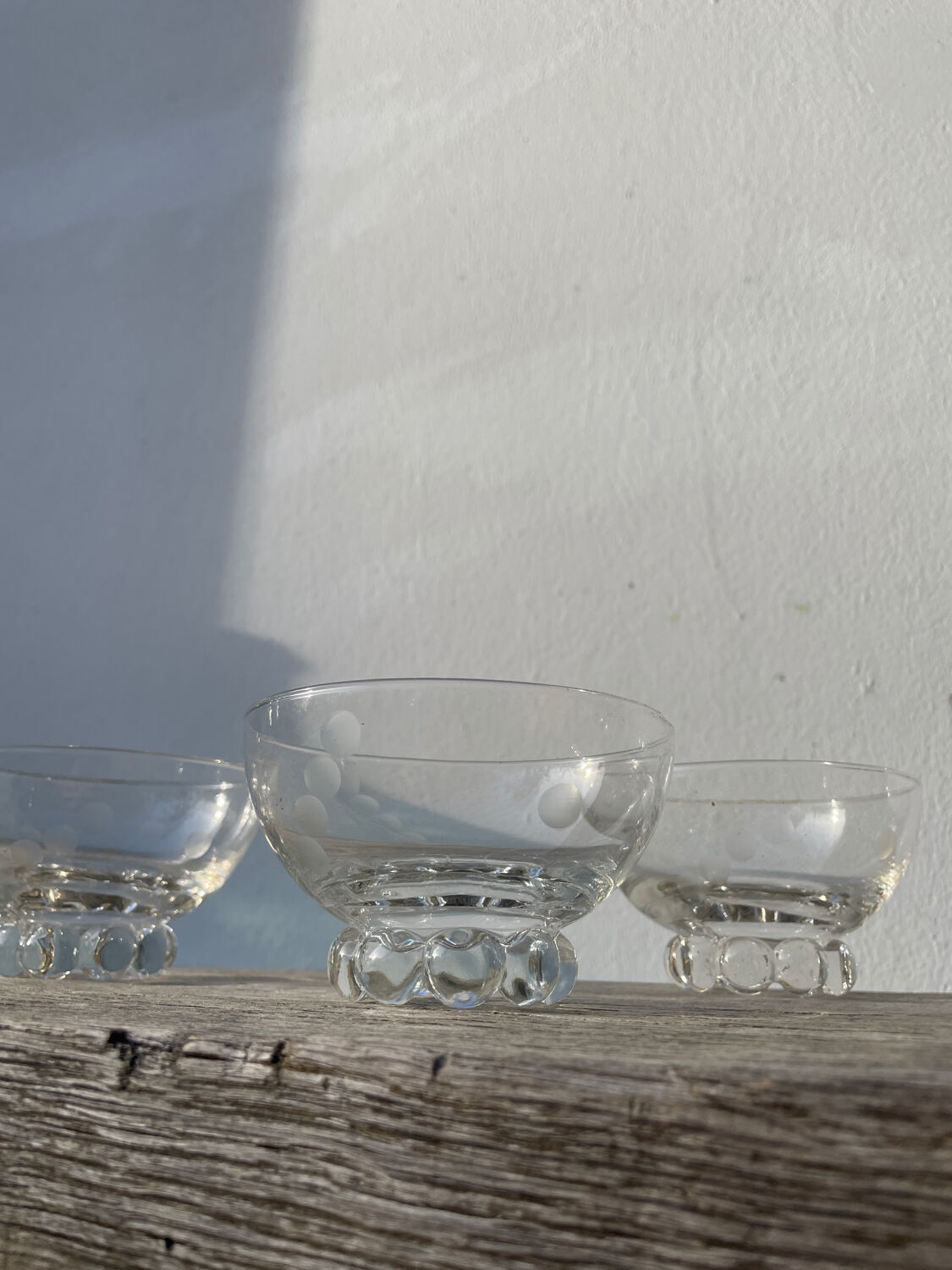 5 small ramekins in beaded and polka dot glass