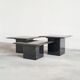 Set of 3 marble and lacquer coffee tables, 1970s.
