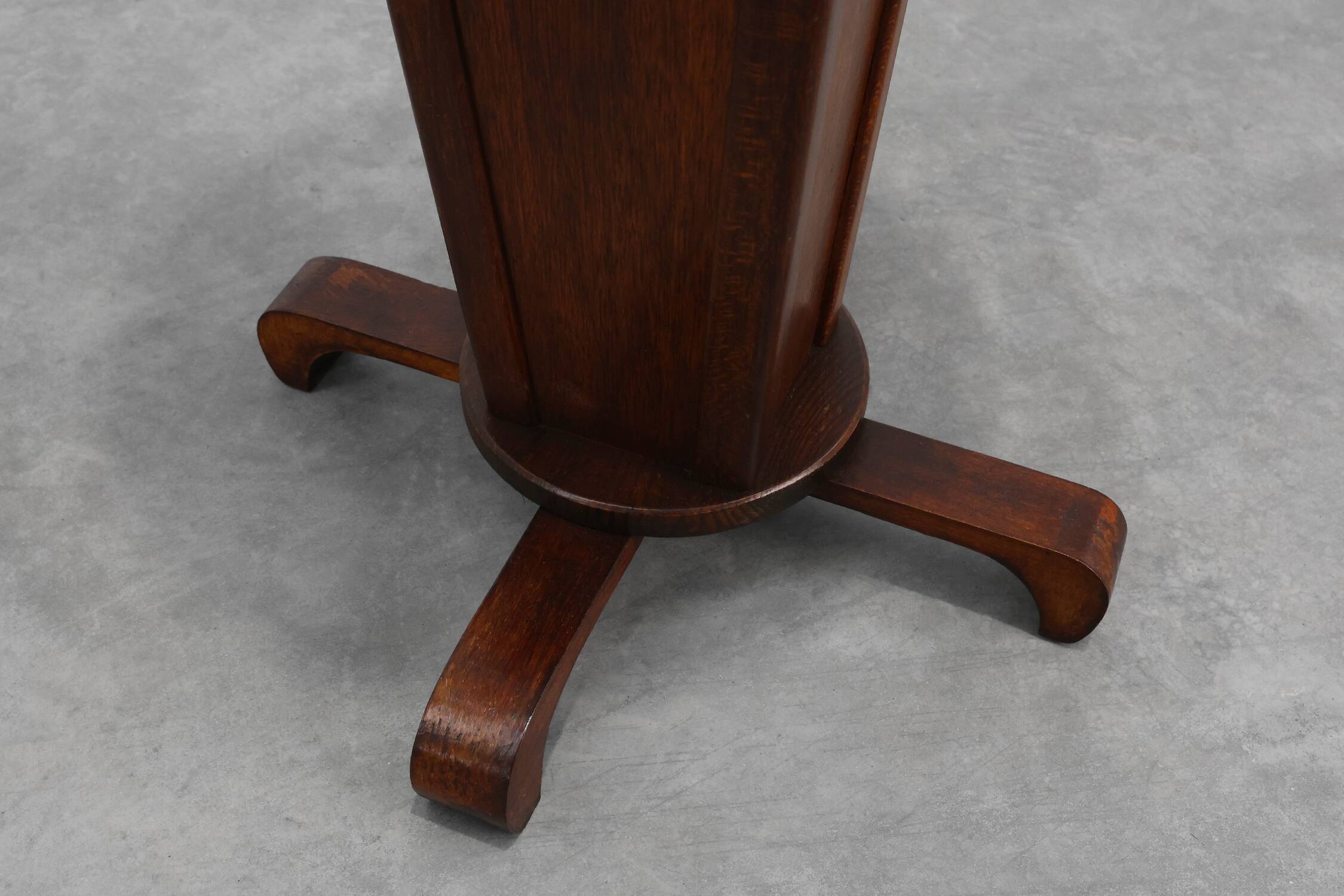 Art Deco round Oak Side Table, France 1930s