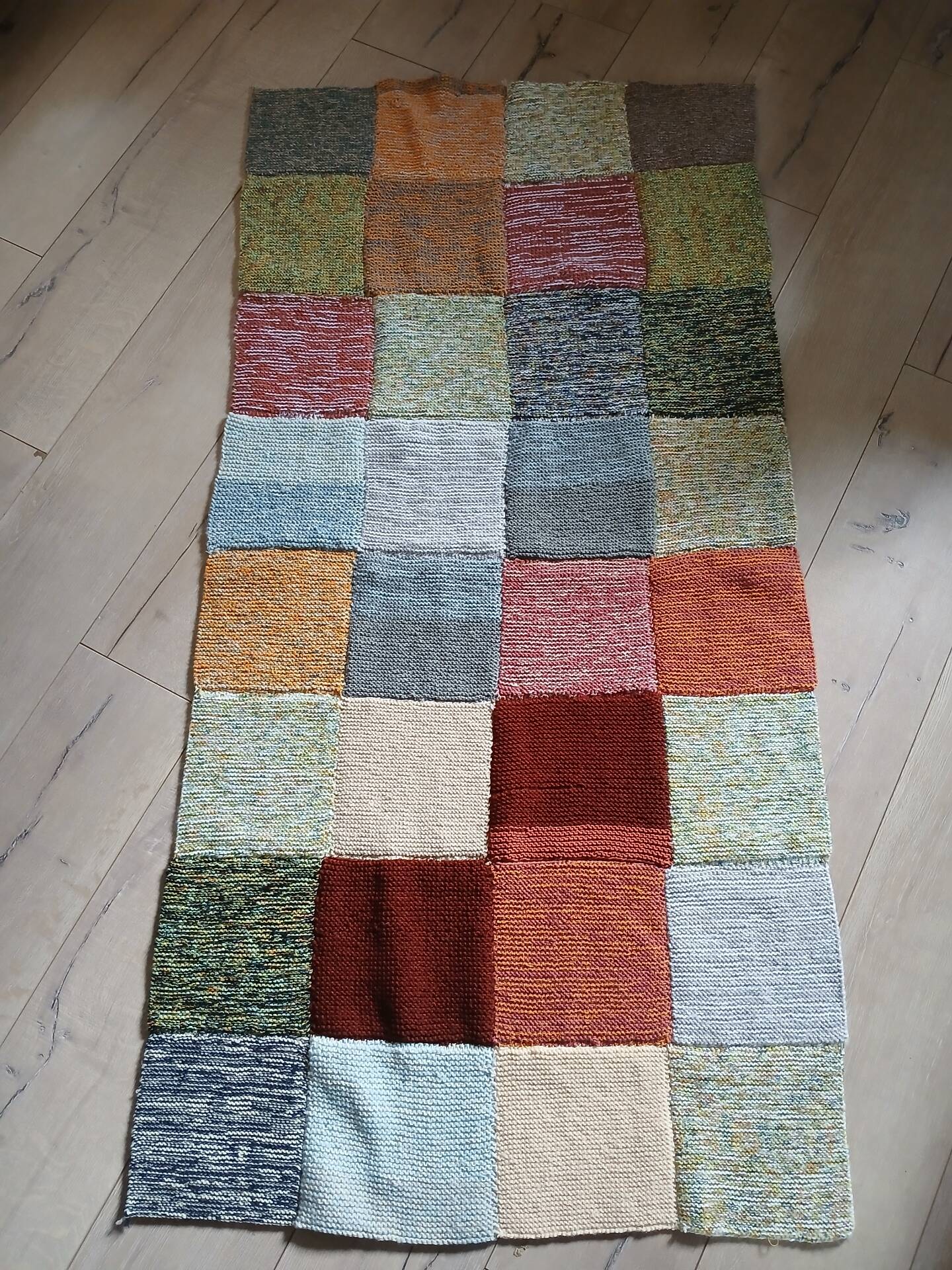 3 patchwork blankets knitted by hand