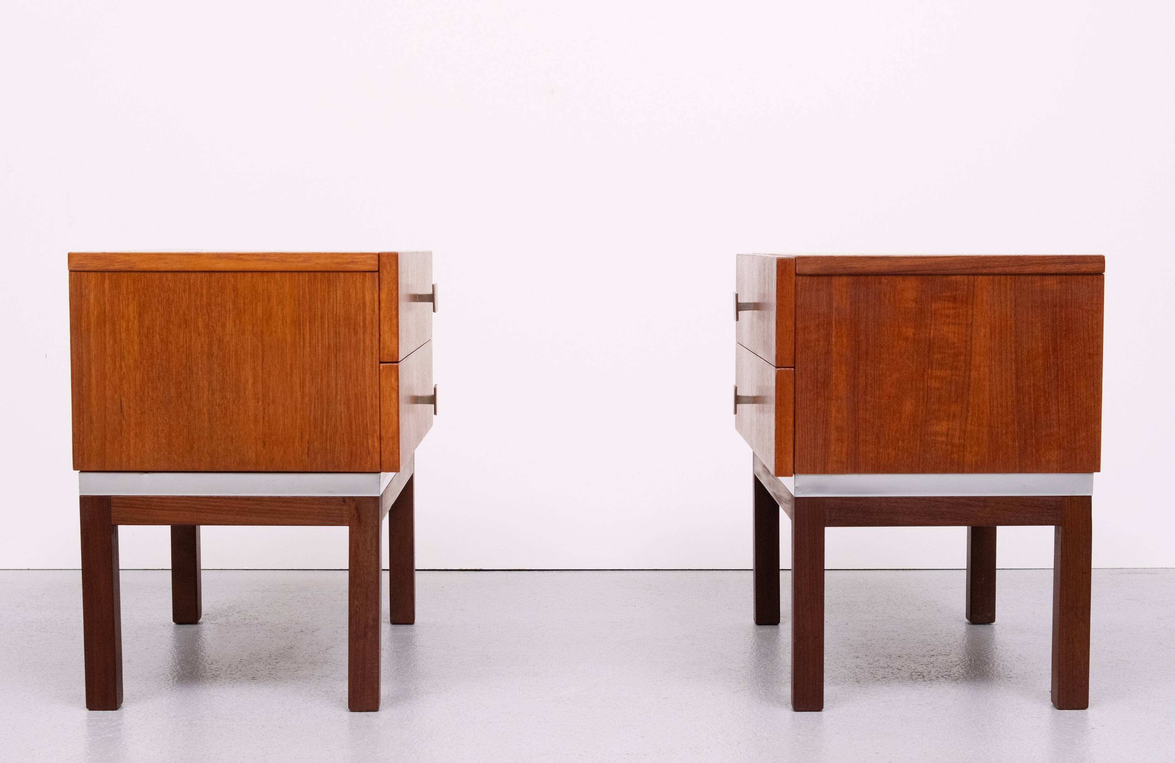 Pair of Meurop teak bedside tables 1960 Belgium