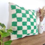 Berber green checkerboard cushion