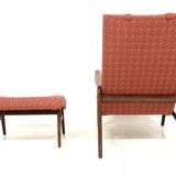 Scandinavian teak armchair & footrest, Sweden, 1960