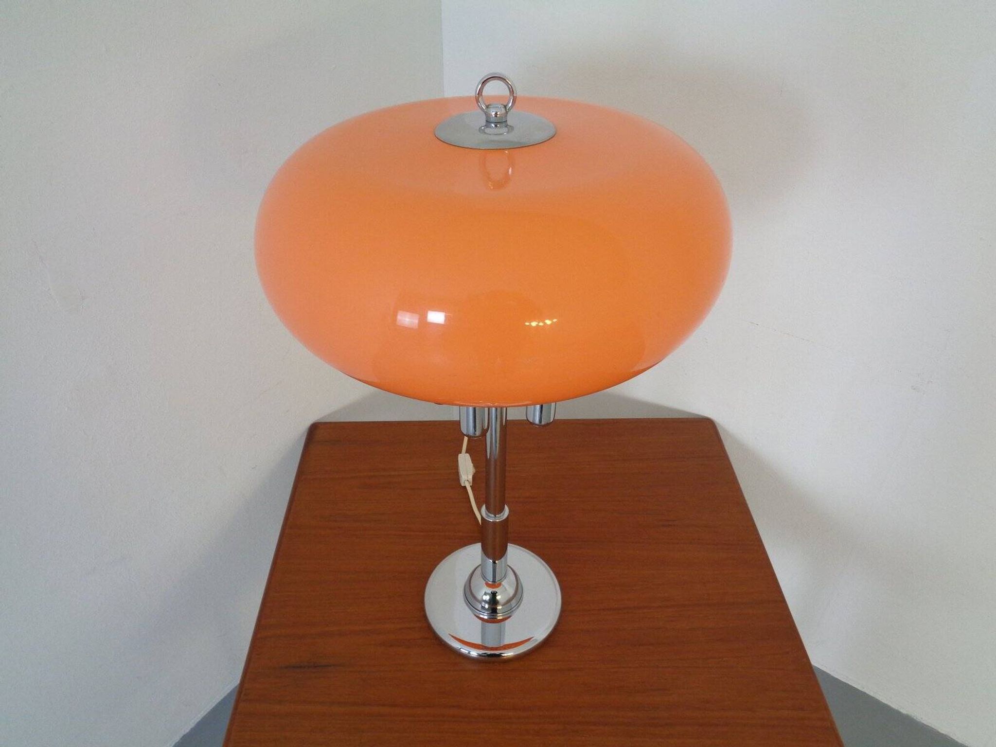 Italian orange plastic and chrome table lamp, 1960s
