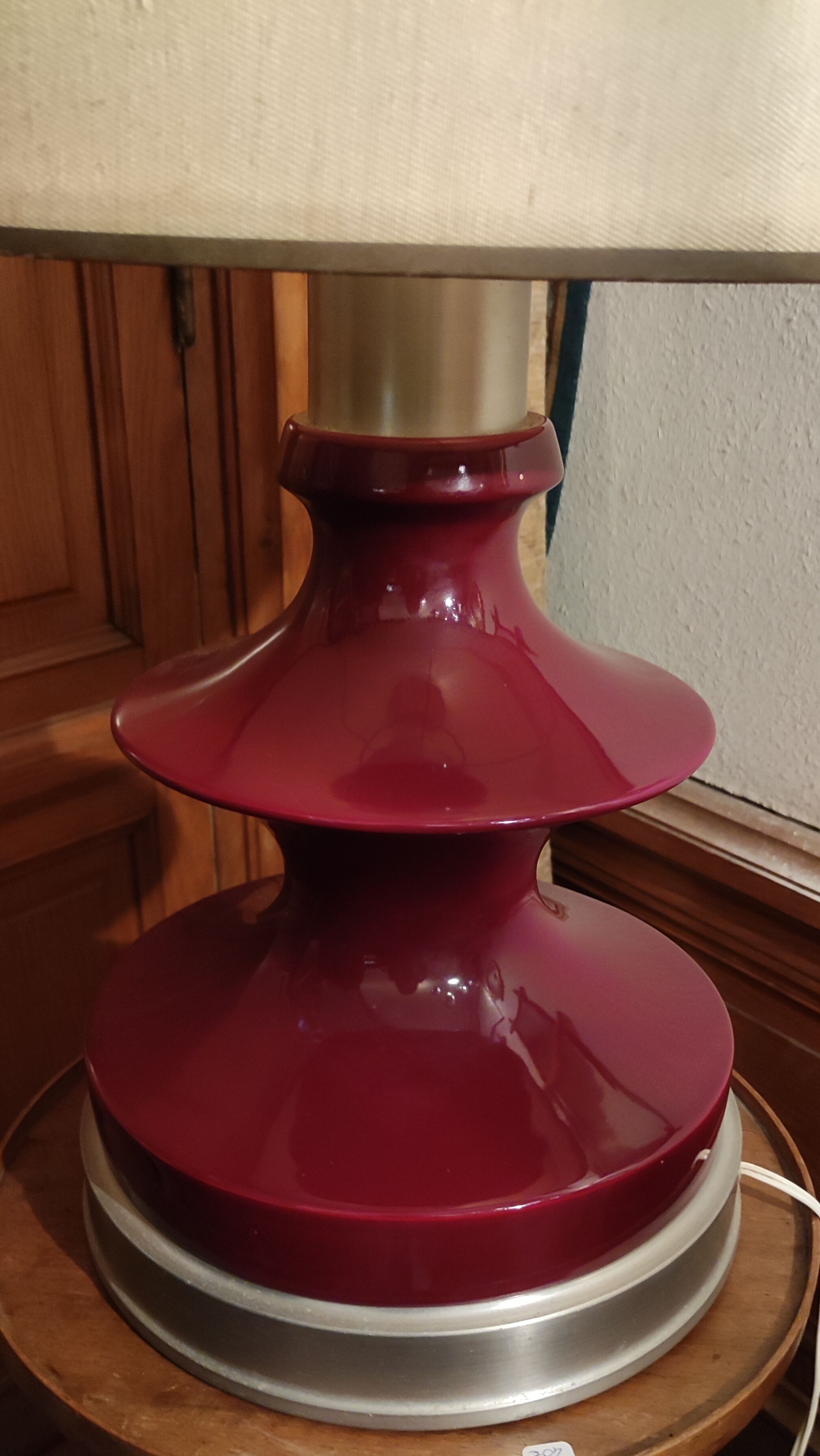 Ceramic and aluminum table lamp / design 20 th century