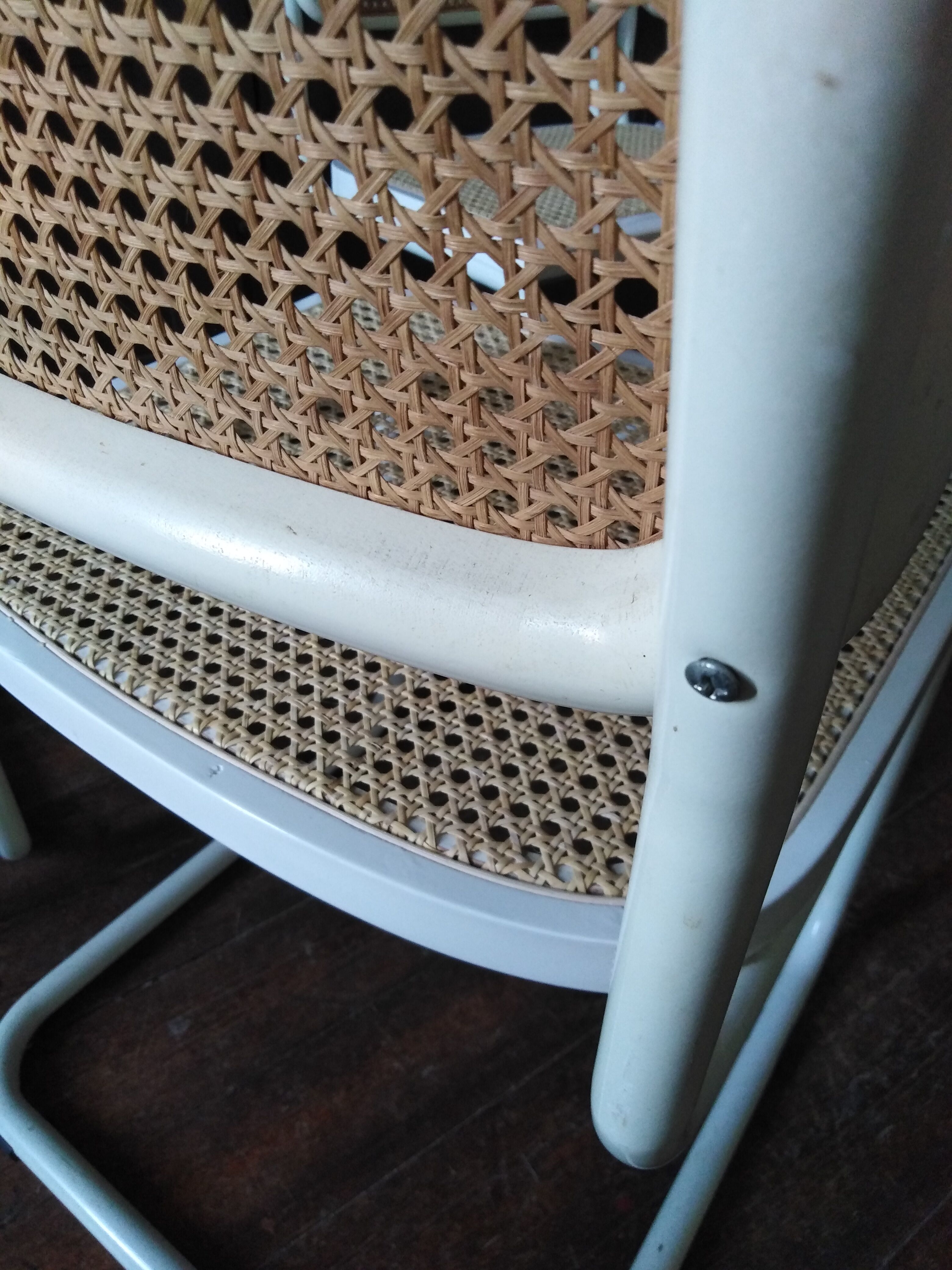 White Cesca B32 Marcel Breuer chairs 1970