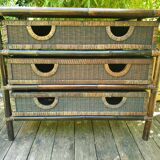 Commode en bambou et rotin