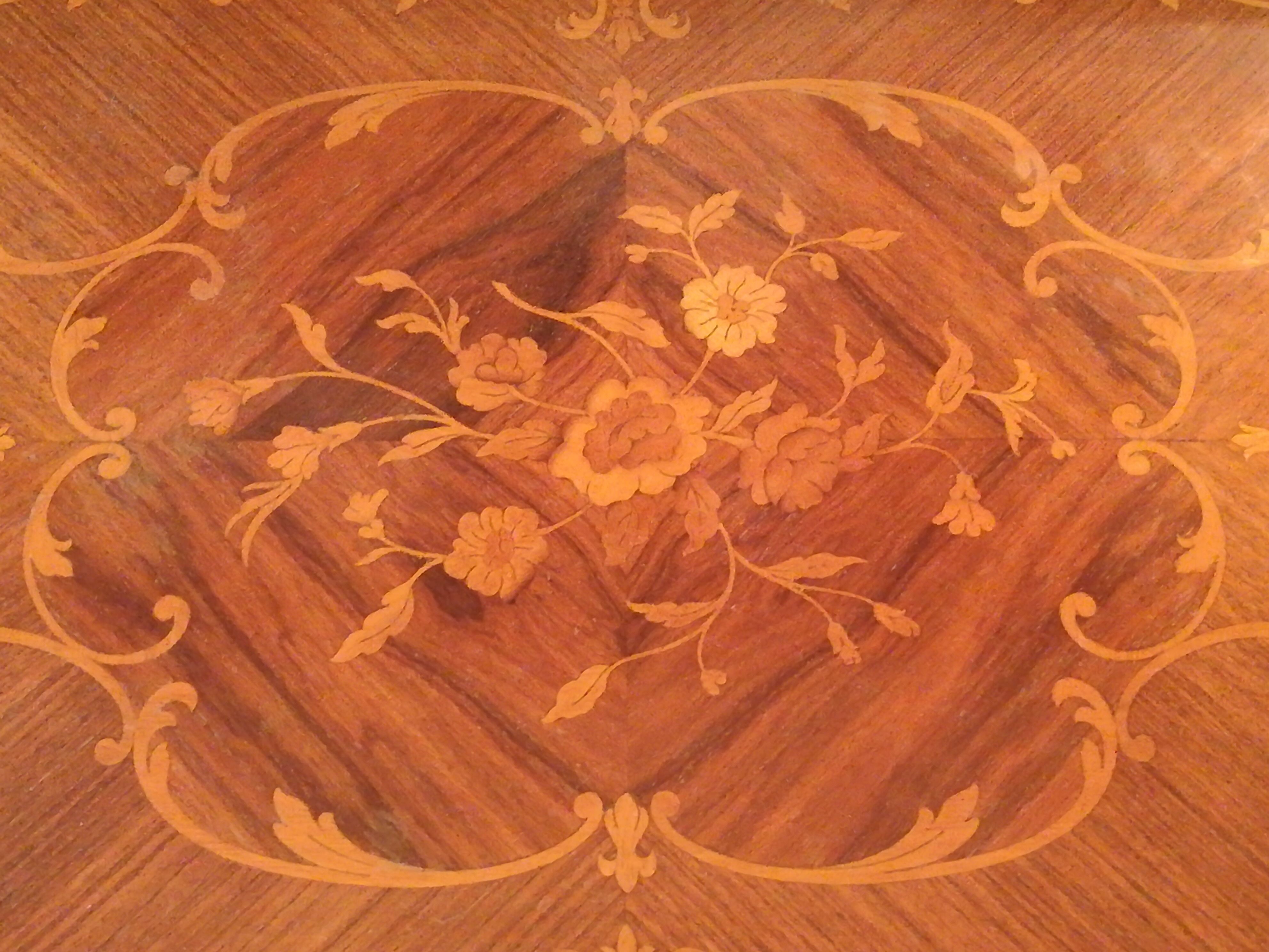 Louis XV style game table in marquetry