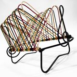 Vintage Vinyl Storage • 45 RPM Holder • Lacquered Metal • Scoubidou • 1950