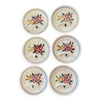 6 assiettes plates à compartiments Digoin Sarreguemines