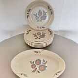 20 assiettes + 1 plat faience de saint amand collection sologne