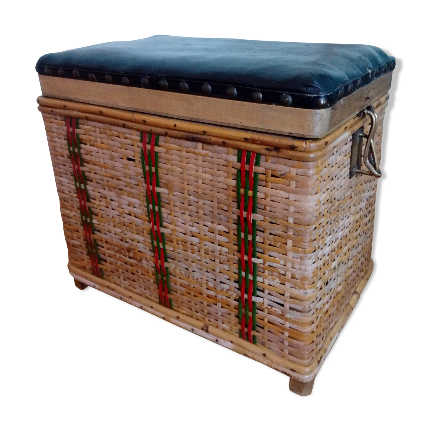 Tabouret de pêche en osier, coffre siège de pêcheur