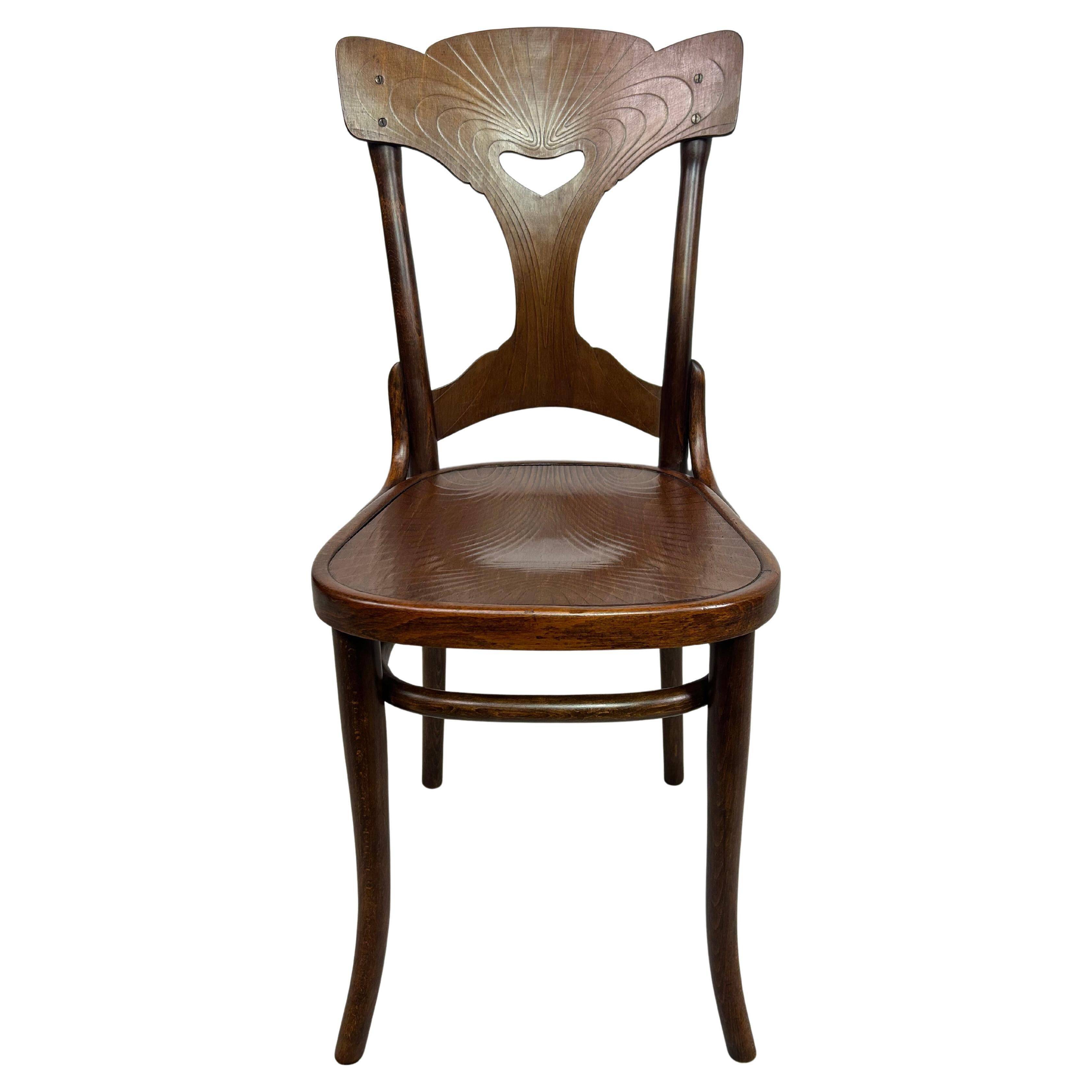 Chaise de salle à manger Jugendstil très rare n°522 par Thonet