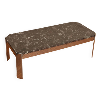 Marble coffee table and chrome metal legs