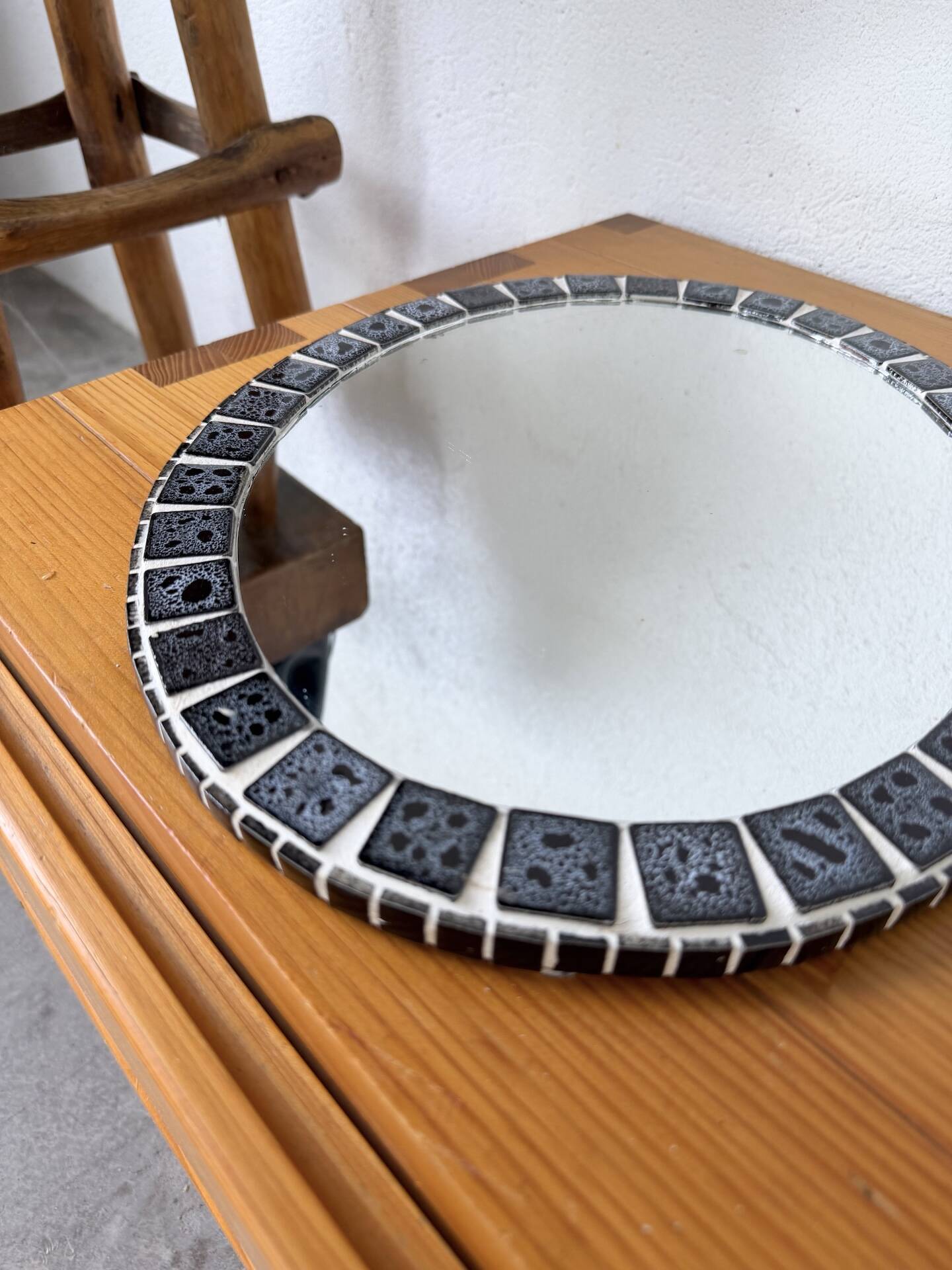 Oval ceramic mosaic mirror from the 50s/60s.