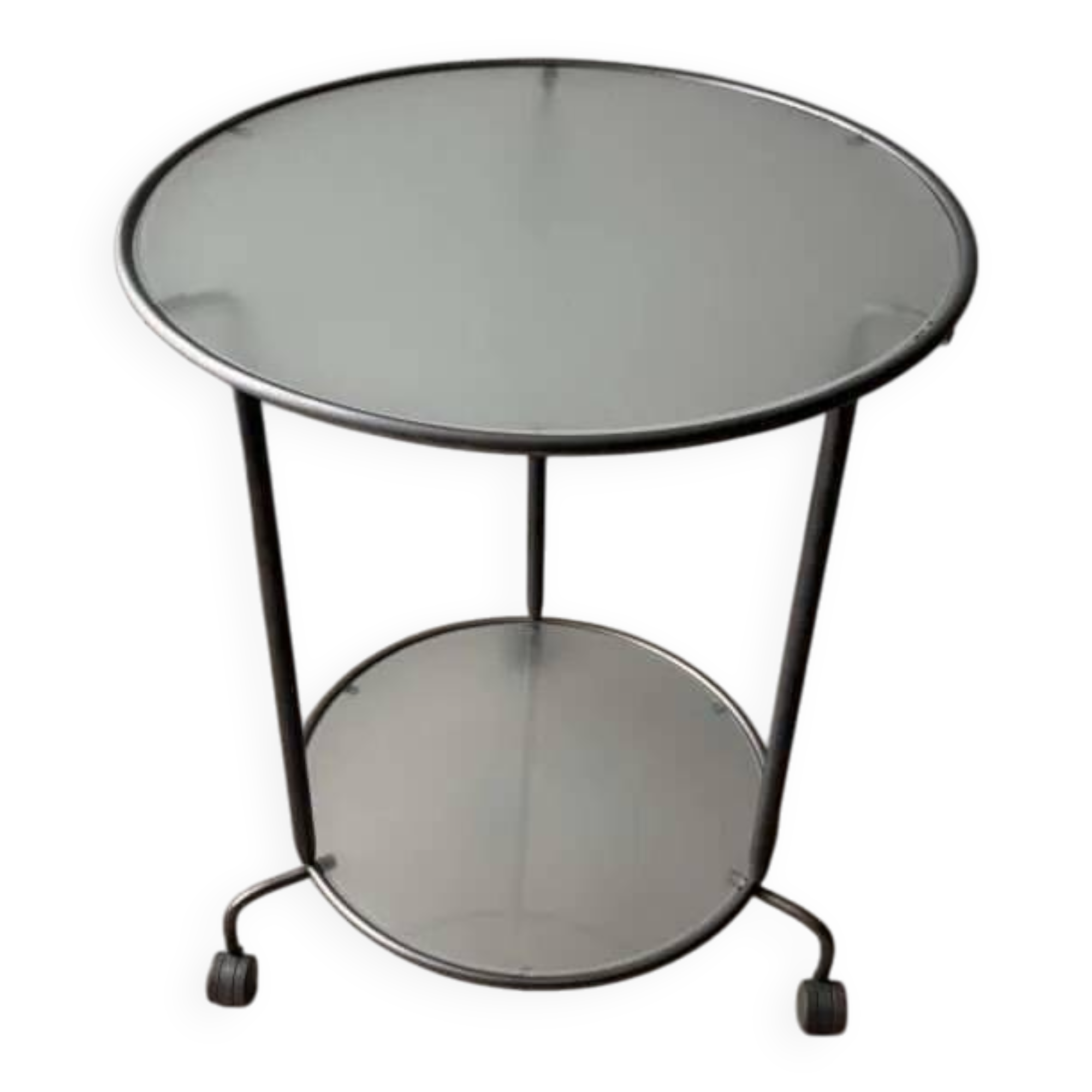 Ikea two-tiered serving trolley with glass.