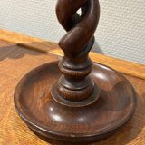 Oak Open Barley Twist Candlesticks with cast brass tops