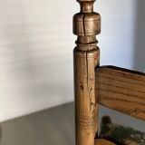 Rustic ladder-back oak chairs with embroidered seats | Netherlands | 1950s