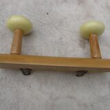 50s wall-mounted wooden coat rack with 2 hooks