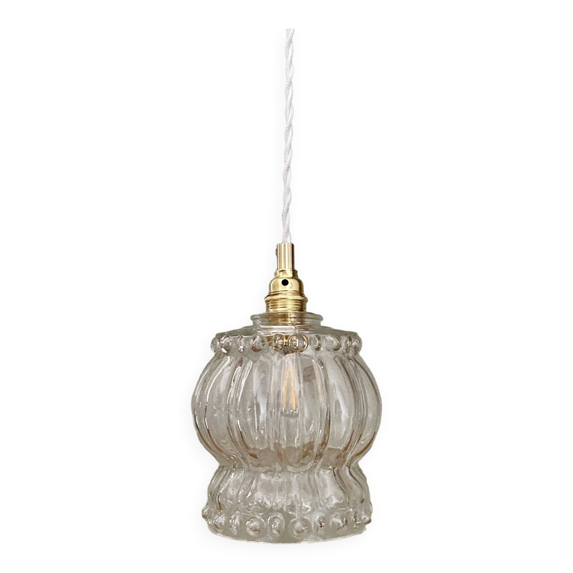 Vintage molded glass globe pendant light