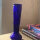 2 vintage cobalt blue pressed glass vases