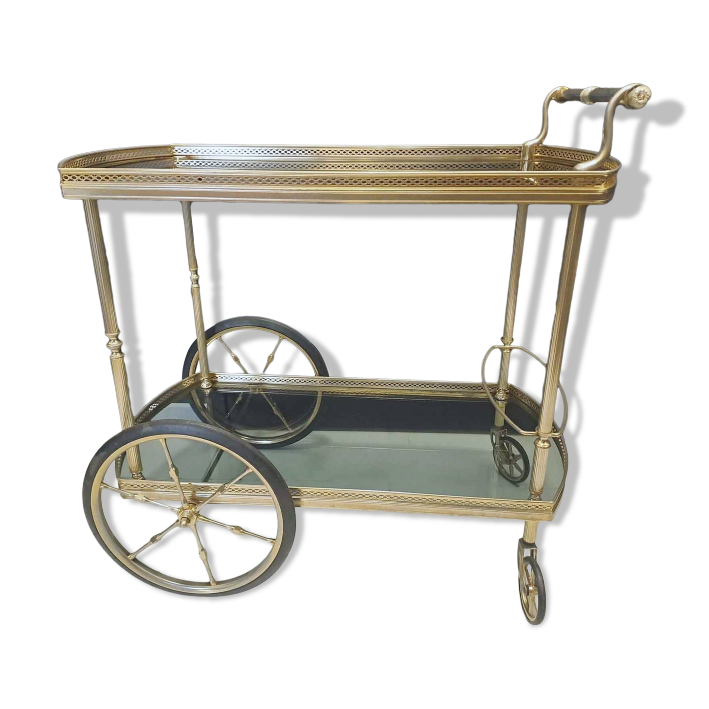 Vintage trolley in gilded and silvered bronze