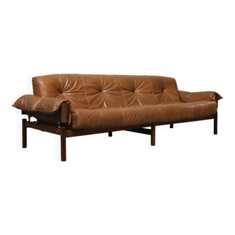 MP13 Sofa in Leather and Rosewood from Percival Lafer, 1970s