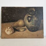 Ancient painting oil on wood "The table"