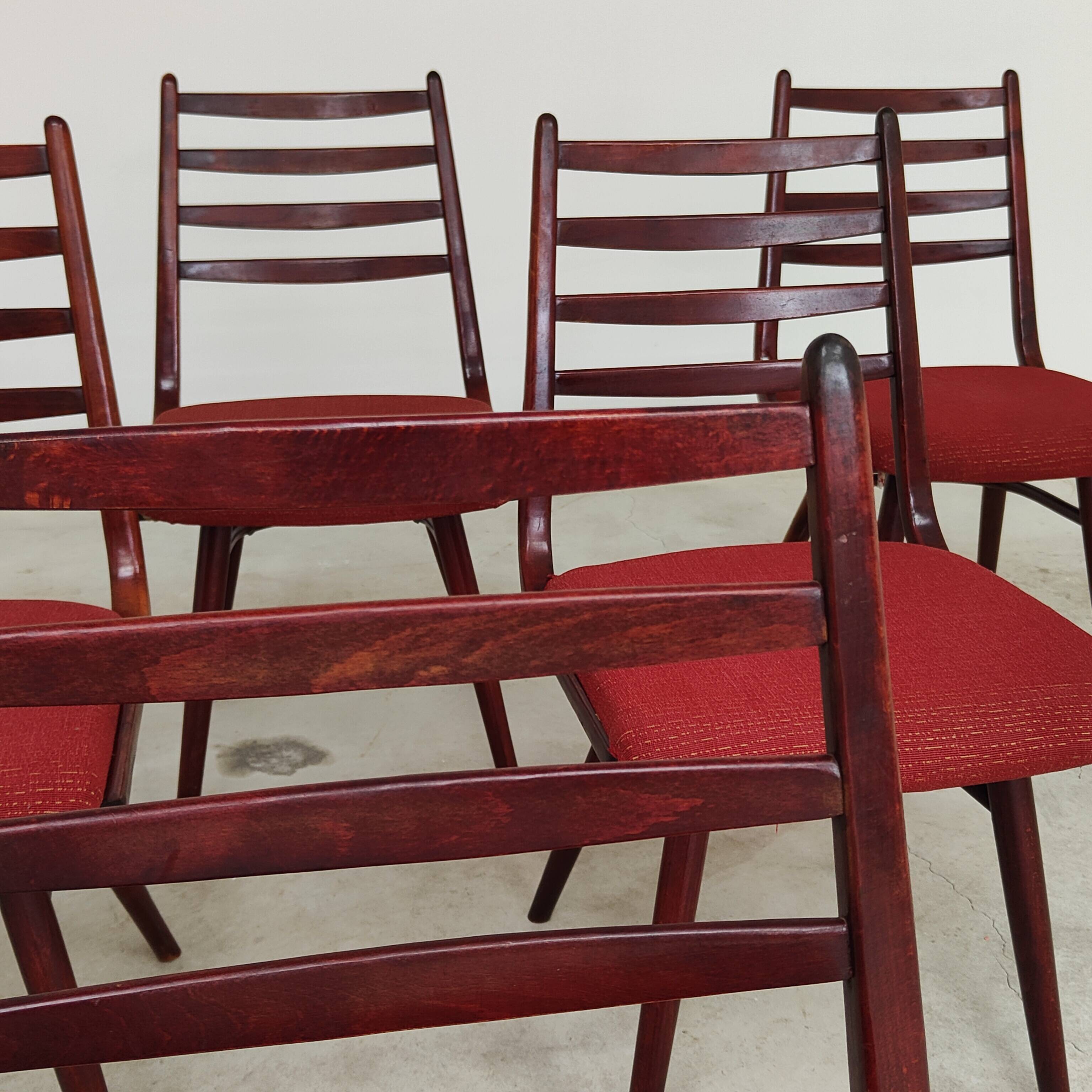 Lot de 6 chaises Jitona Sobeslav , Tchécoslovaquie 1960