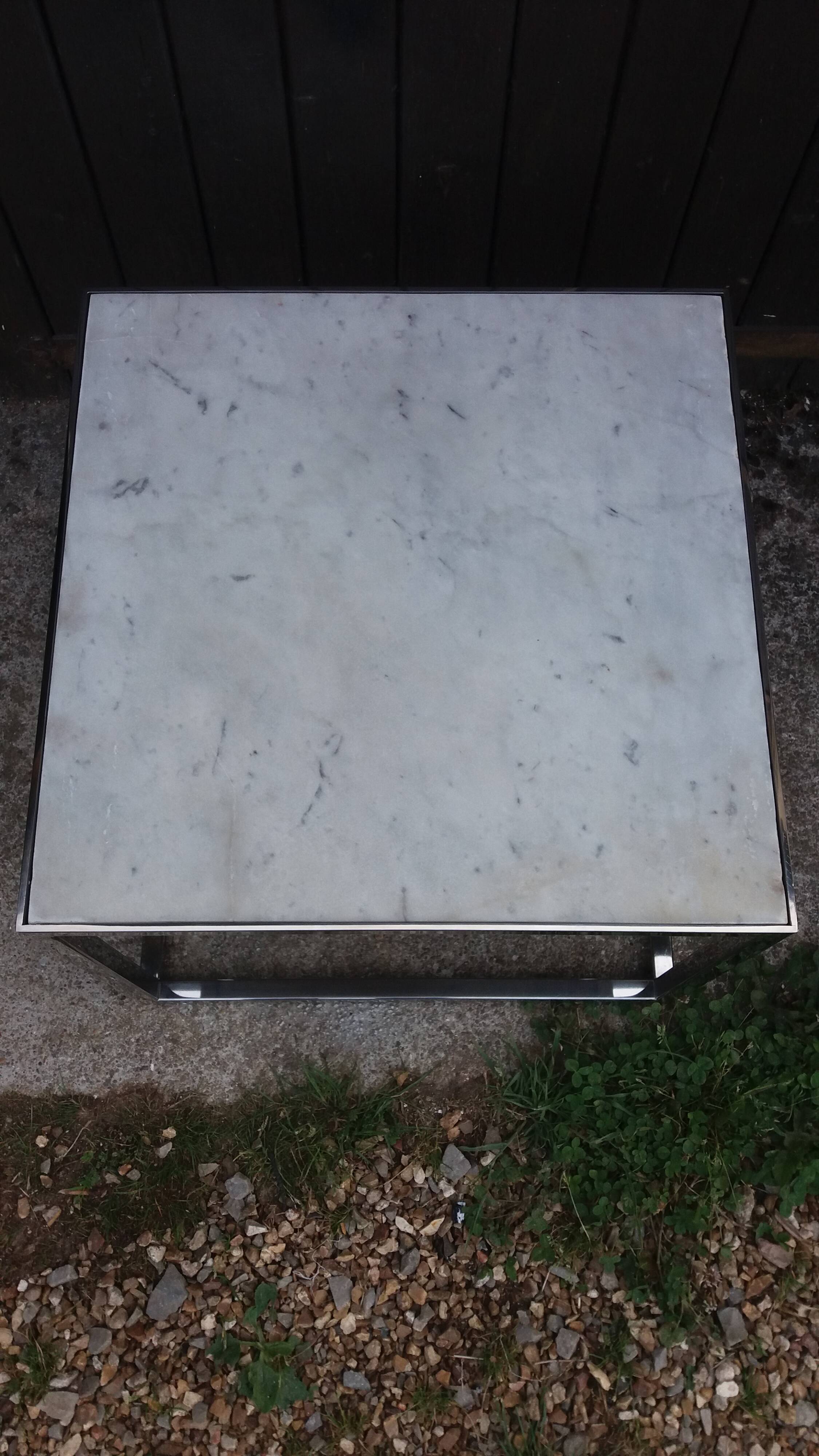 Marble and stainless steel coffee table