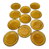 Set of 11 saffron Fleur de lys dessert plates ADP
