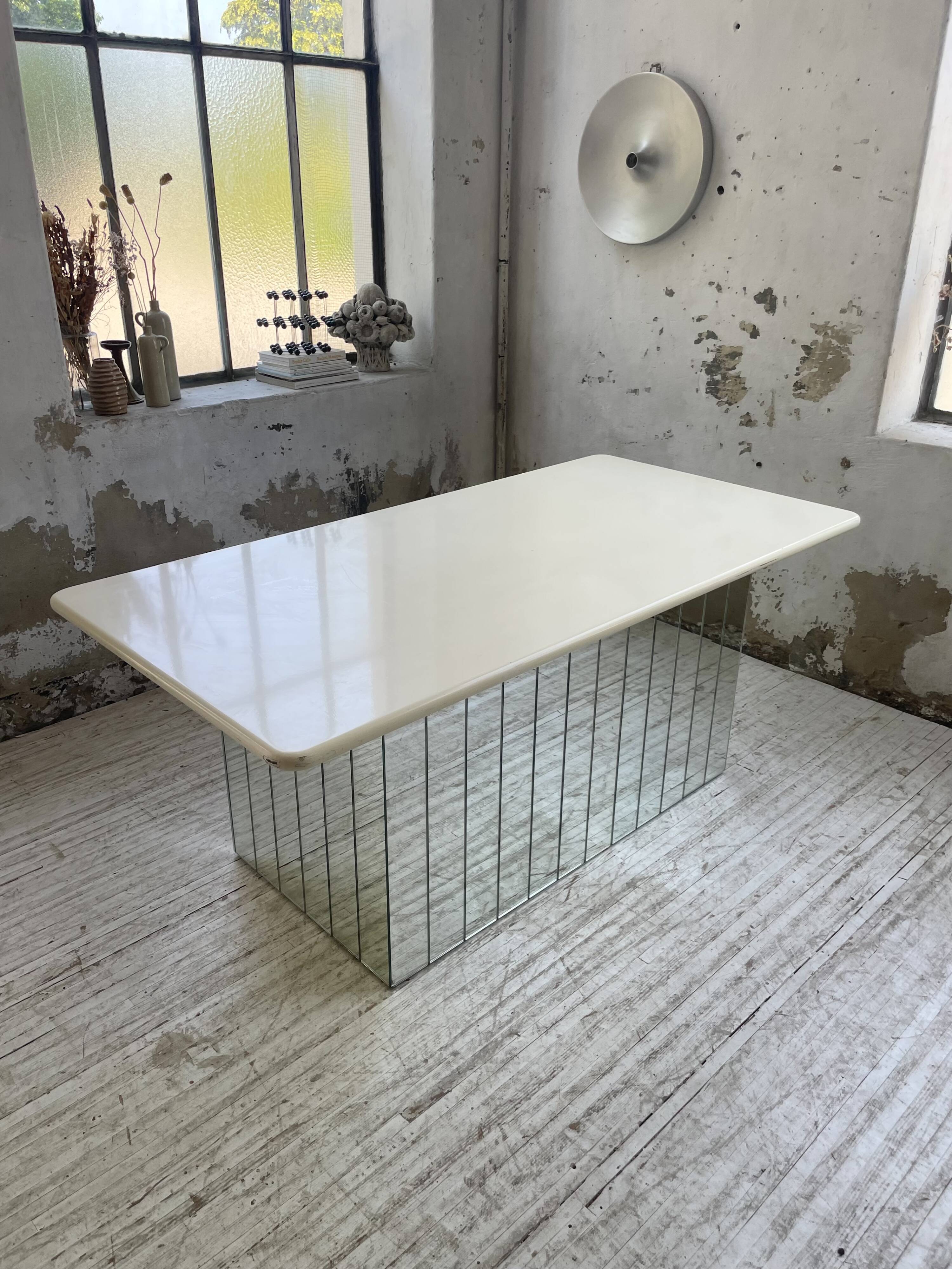 80s lacquered desk and mirror