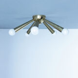 Italian Brass Star Burst Flush Mount in the manner of Arredoluce