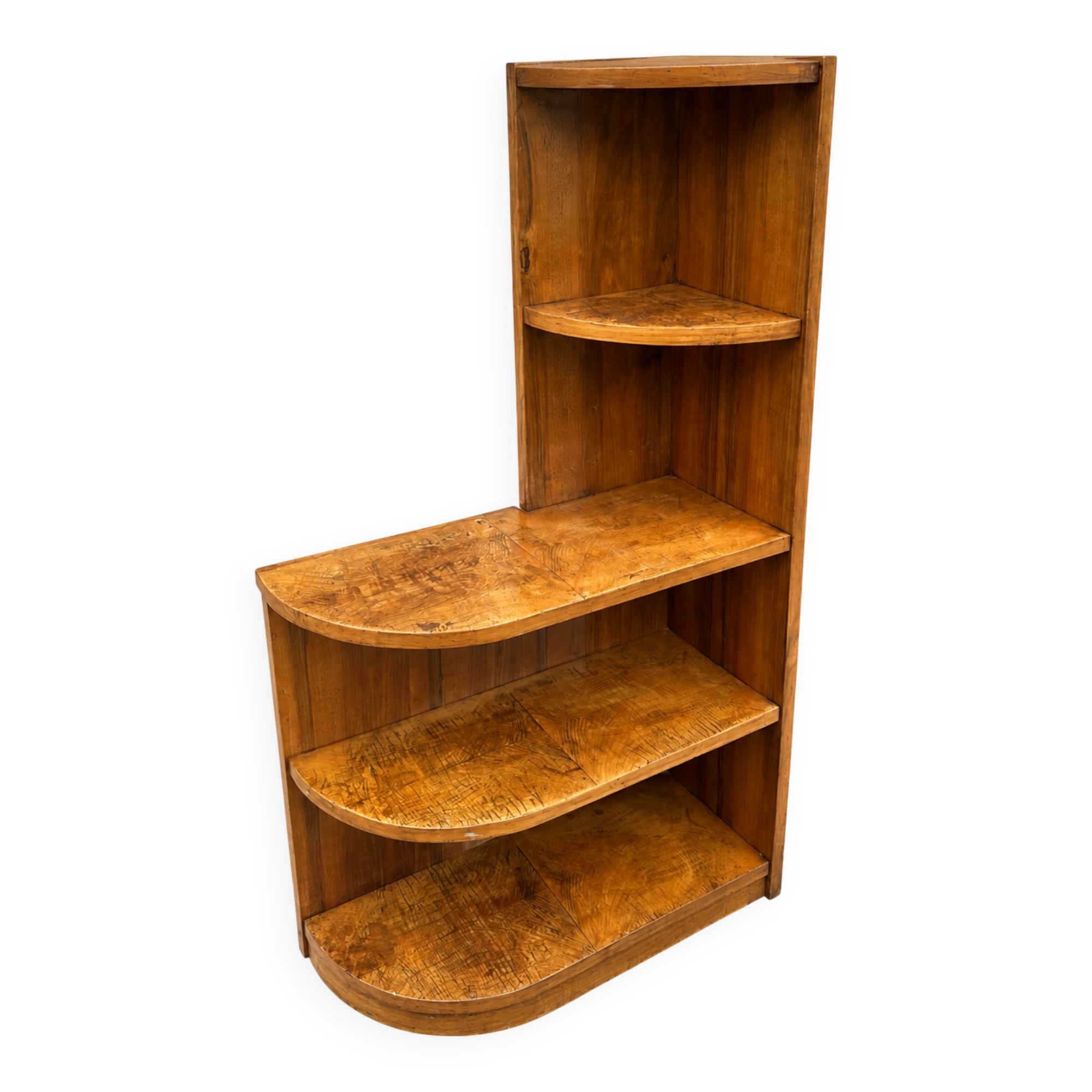 Art Deco corner shelf in French walnut, 1950.