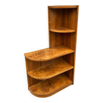 Art Deco corner shelf in French walnut, 1950.