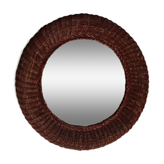 Round woven rattan mirror, 1970