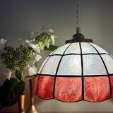 Vintage red and white mother-of-pearl lampshade pendant light