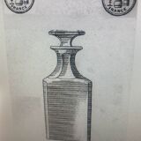 Portable Art Deco liquor cabinet in mahogany & metal with 3 Baccarat crystal bottles.