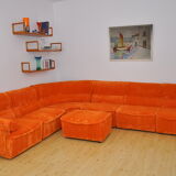Laauser orange corduroy modular sofa, 70s