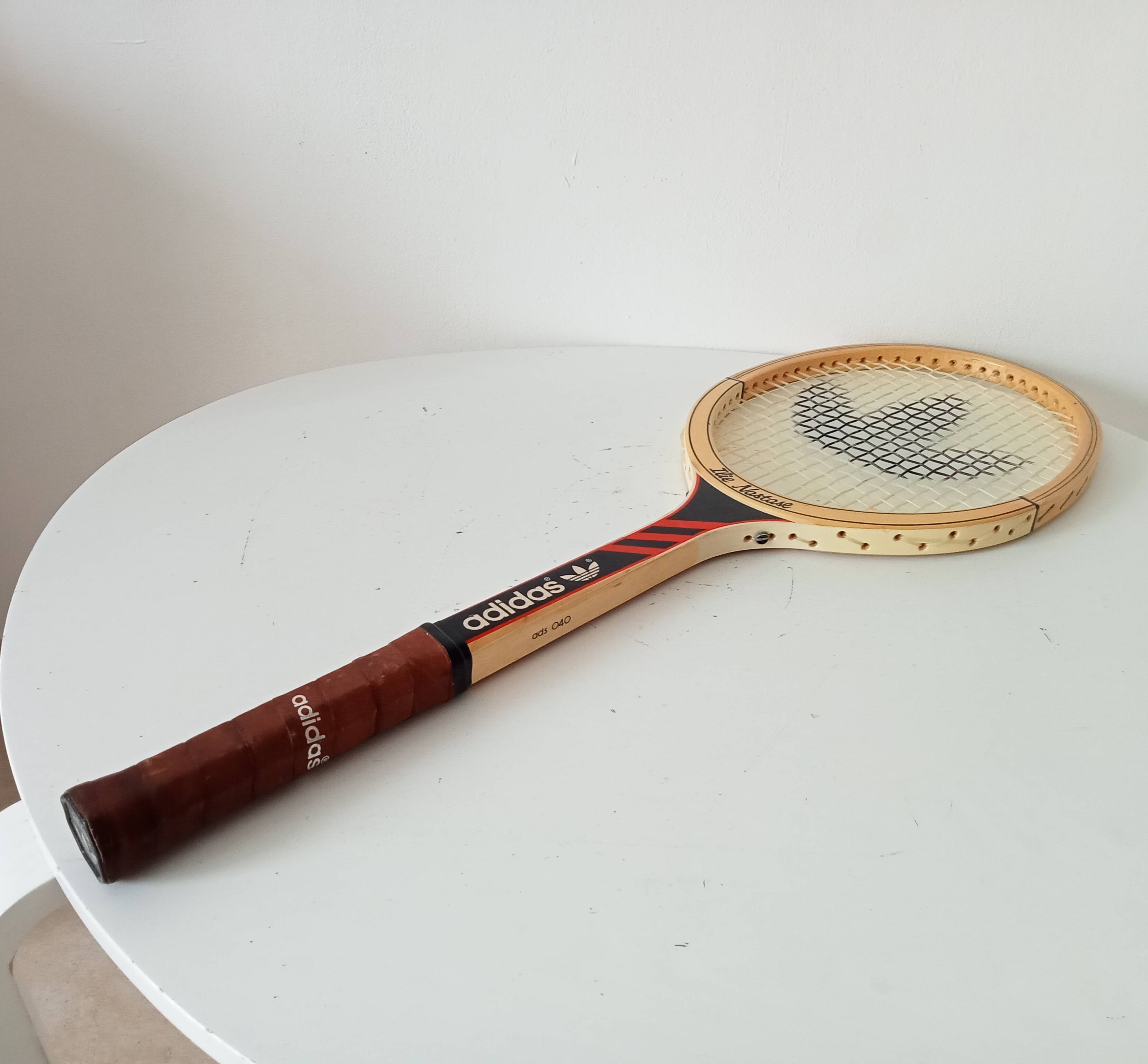 Vintage wooden tennis racket Ilie Nastase Adidas