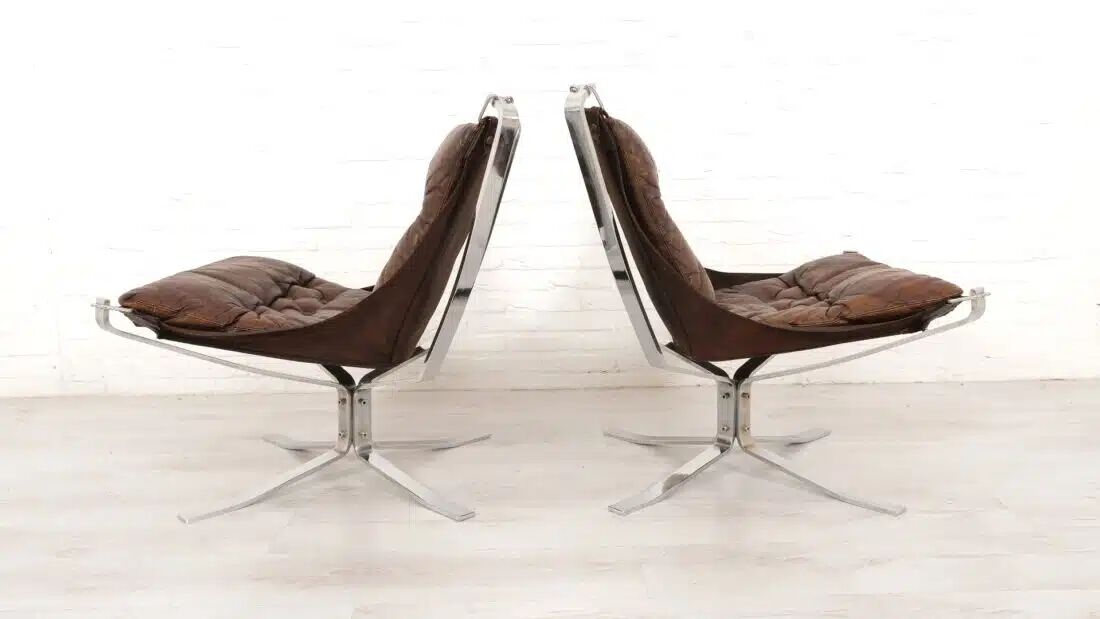 2 x vintage armchair | Falcon | Sigurd Ressell | Leather