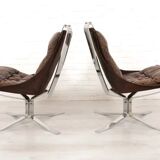 2 x vintage armchair | Falcon | Sigurd Ressell | Leather